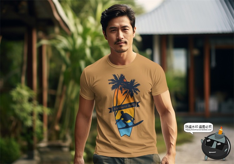 图片[17]-修身短袖T恤男女模特上衣服装户外街拍展示效果图样机PSD模板素材-设计猿