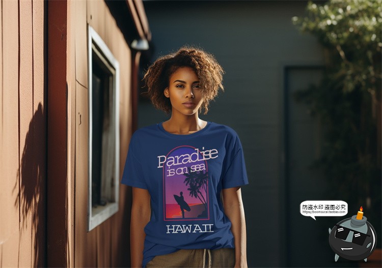 图片[18]-修身短袖T恤男女模特上衣服装户外街拍展示效果图样机PSD模板素材-设计猿