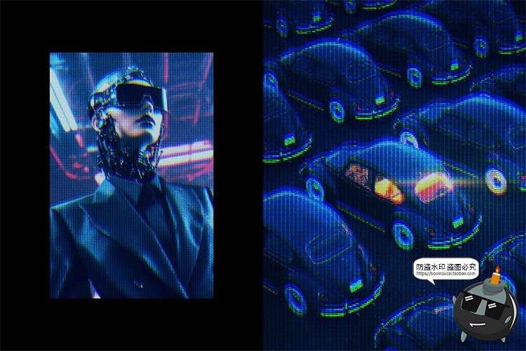 图片[3]-复古怀旧老照片做旧Crt显示失真后期特效滤镜样机PSD模板PS素材-设计猿