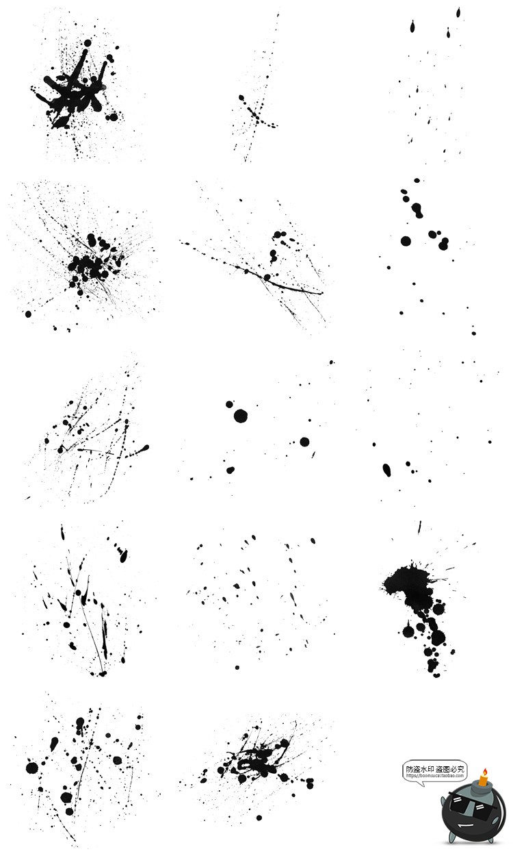 泼墨飞溅涂鸦墨迹墨点液体污渍油漆溅射后期合成PNG免抠图片素材-设计猿