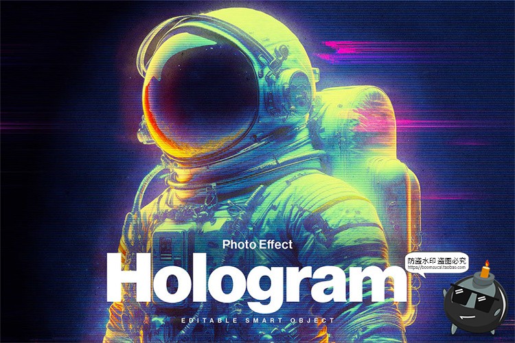 图片[1]-全息失真噪音干扰重叠影赛博照片效果特效滤镜PSD模板样机PS素材-设计猿