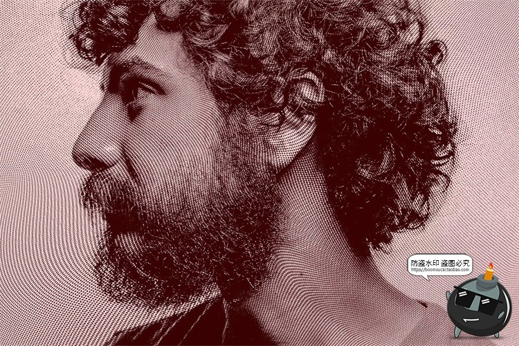 图片[3]-复古怀旧老照片雕刻矩阵雕刻纹理半色调噪点做旧特效样机PSD素材-设计猿