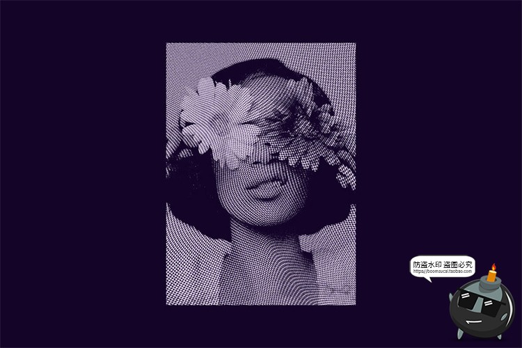 复古怀旧老照片雕刻矩阵雕刻纹理半色调噪点做旧特效样机PSD素材-设计猿