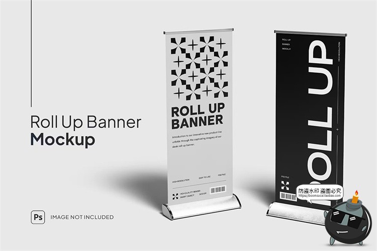图片[1]-易拉宝展架滚动竖版广告牌企业宣传展示模型贴图样机PSD模板素材-设计猿