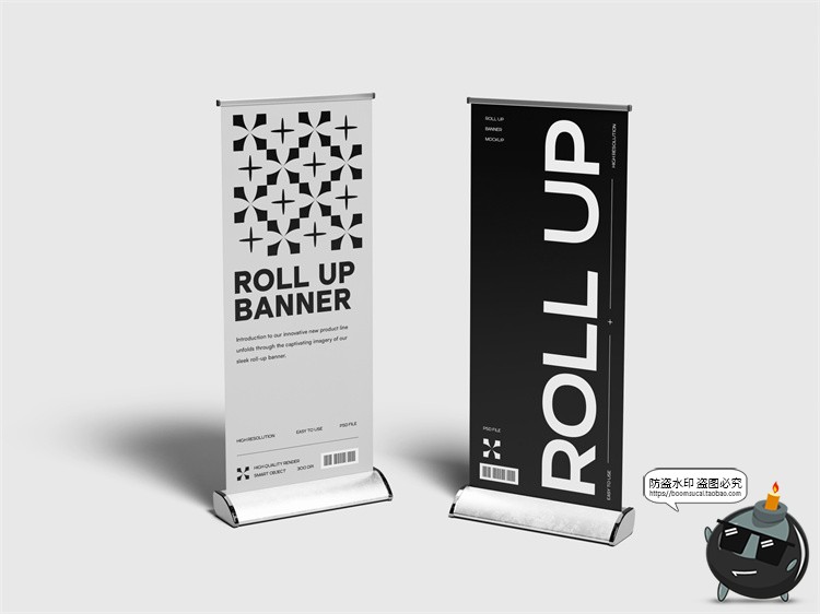 图片[3]-易拉宝展架滚动竖版广告牌企业宣传展示模型贴图样机PSD模板素材-设计猿