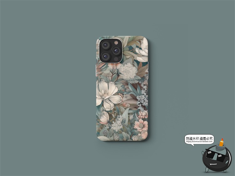 图片[1]-手机壳iPhone Pro Max圆角模型印花图案贴图效果图展示样机PS素材-设计猿