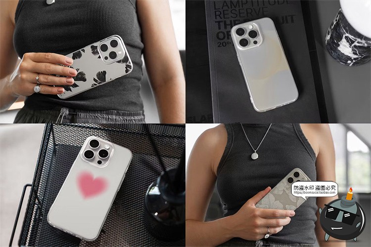 图片[2]-透明手机壳iPhone 15印花图案贴图场景效果图展示样机PSD模板素材-设计猿