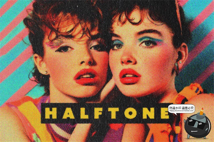图片[1]-波普艺术复古做旧半色调噪点照片图像特效滤镜样机PSD模板PS素材-设计猿