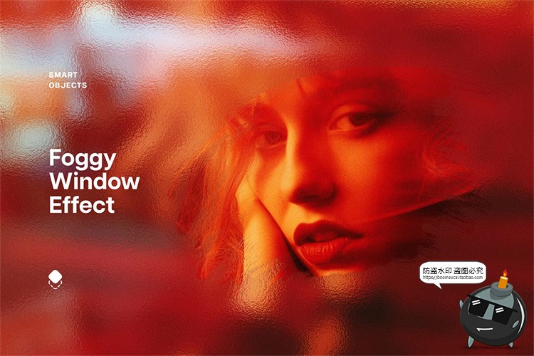 图片[1]-迷幻模糊磨砂高斯玻璃叠加效果人像修图特效滤镜样机模板PSD素材-设计猿