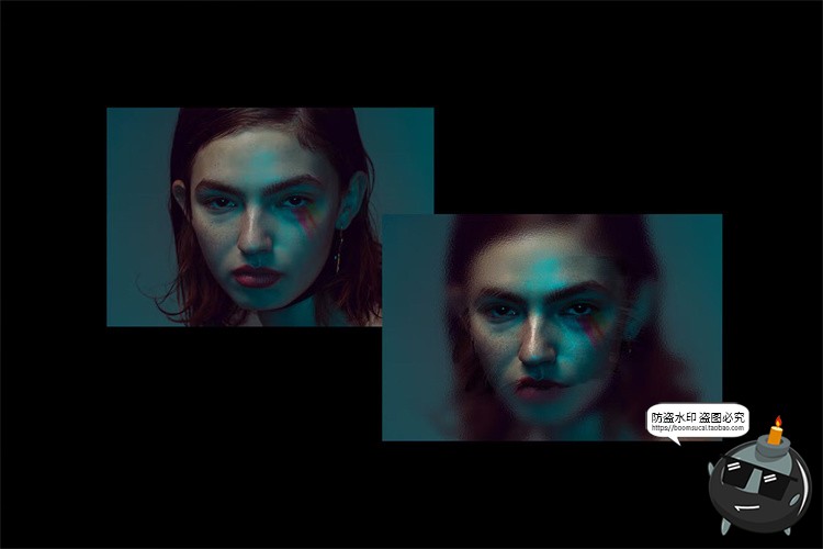 图片[3]-迷幻模糊磨砂高斯玻璃叠加效果人像修图特效滤镜样机模板PSD素材-设计猿