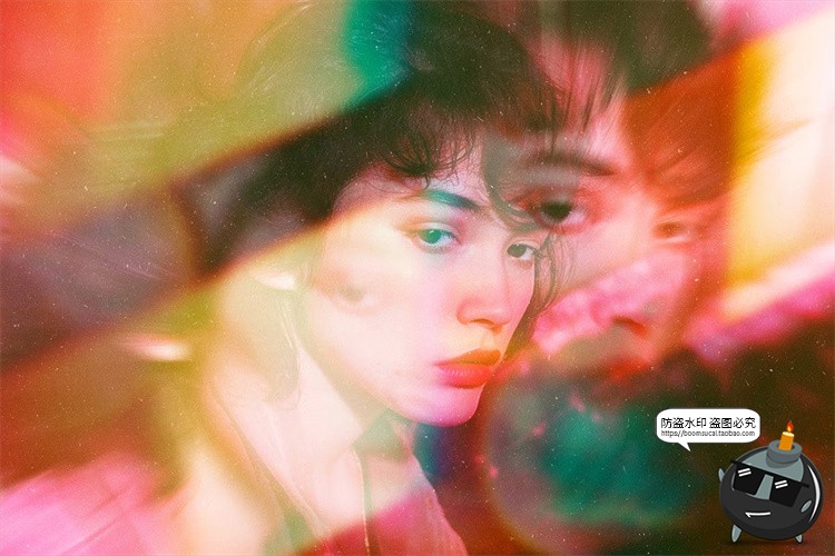 图片[3]-动感叠印漏光棱镜迷幻折射光斑图像照片滤镜样机特效PSD模板素材-设计猿