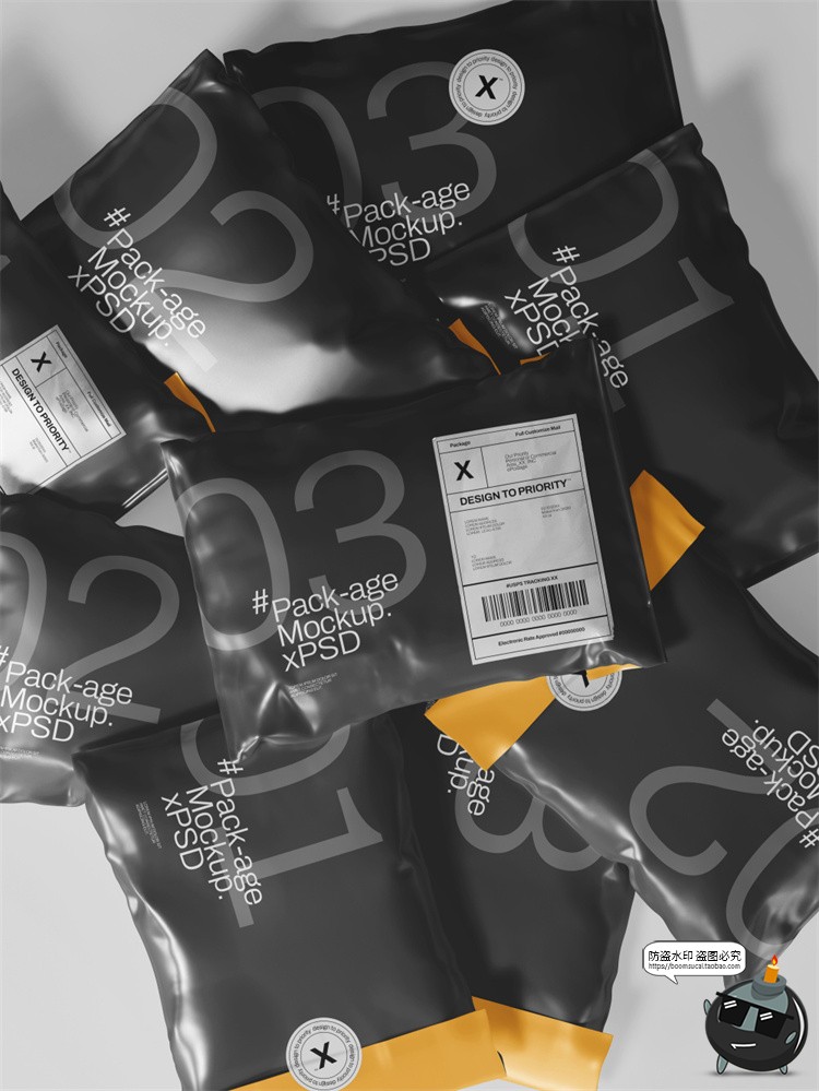 图片[3]-潮流物料快递邮件包裹塑料包装袋外观效果图贴图样机PSD模板素材-设计猿