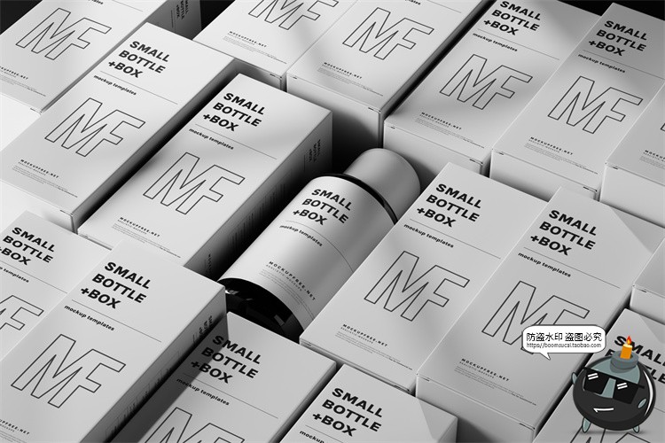 化妆品哑光精华乳液玻璃瓶包装纸盒外观智能贴图样机PSD模板素材-设计猿