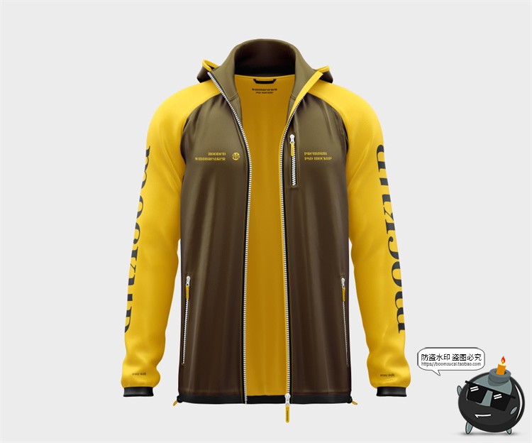 图片[7]-连帽长袖运动风衣夹克服装外套工服品牌vi标识印花贴图ps样机素材-设计猿