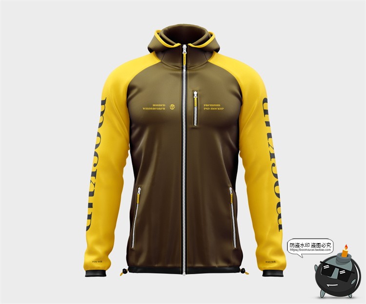 图片[9]-连帽长袖运动风衣夹克服装外套工服品牌vi标识印花贴图ps样机素材-设计猿