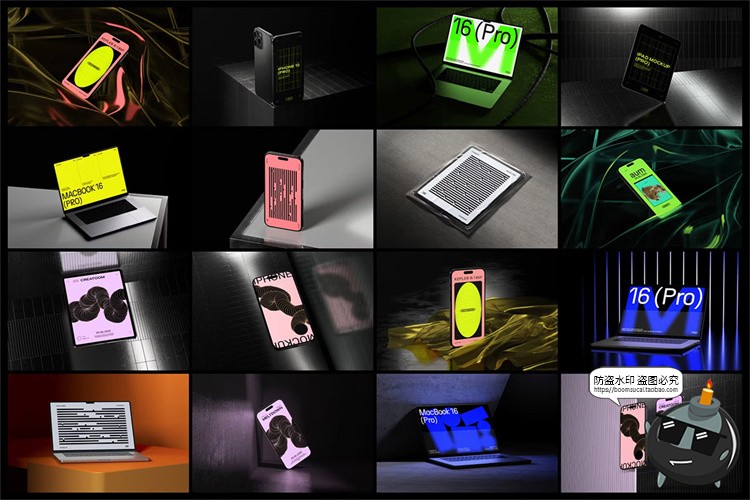 图片[1]-未来科幻工业iPhone手机iPad平板笔记本电脑屏幕展示PSD样机素材-设计猿