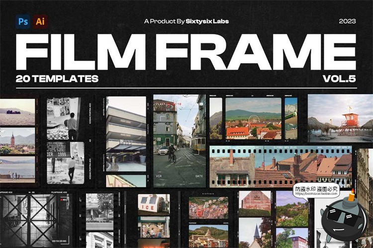 图片[1]-电影胶片胶卷边框装饰复古做旧老照片特效PSD模板样机PNG免抠素材-设计猿