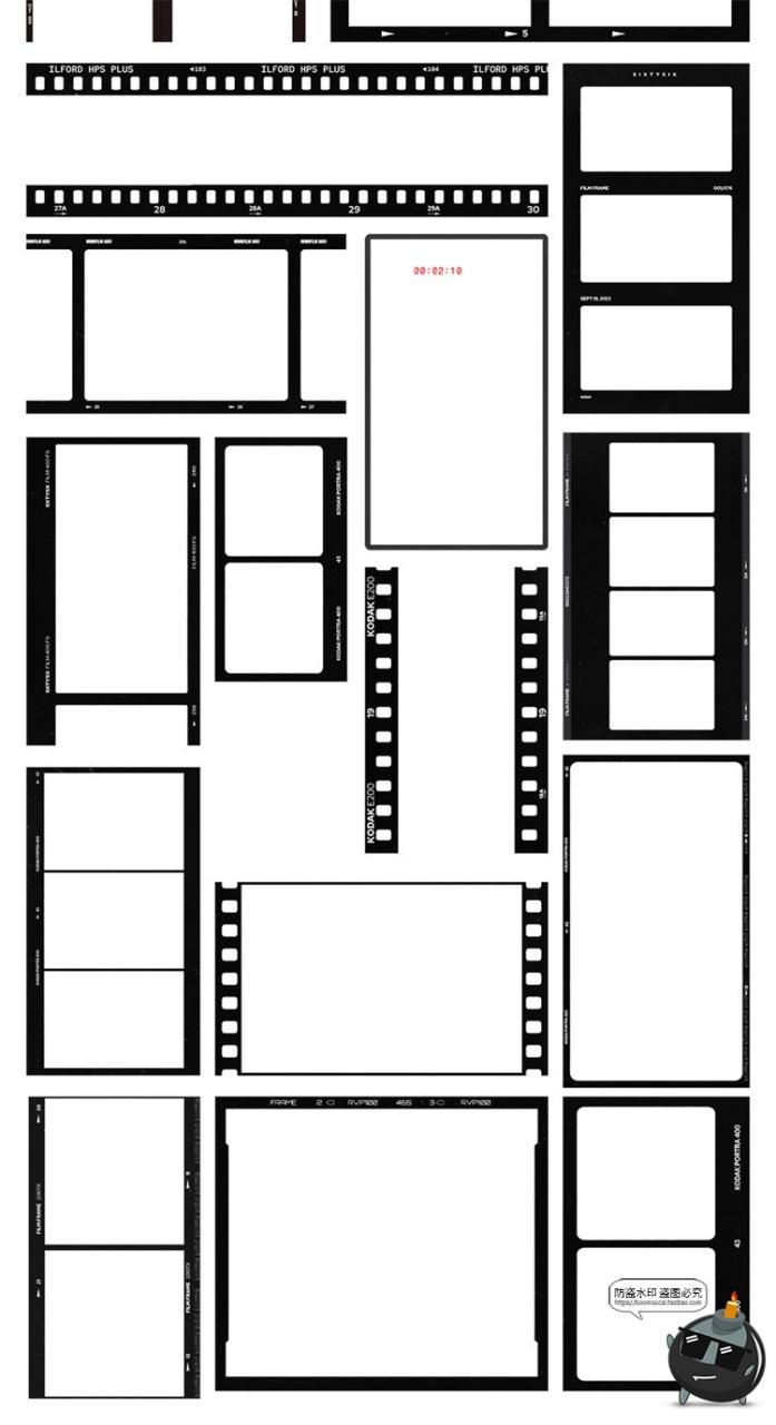 电影胶片胶卷边框装饰复古做旧老照片特效PSD模板样机PNG免抠素材-设计猿