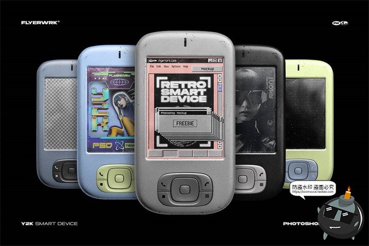 图片[1]-复古老式智能按键手机电话屏幕演示贴图潮流物料样机PSD模板素材-设计猿