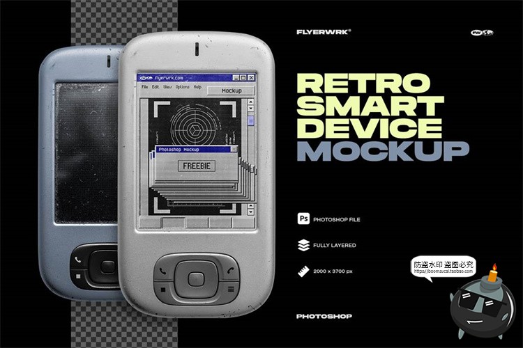 图片[4]-复古老式智能按键手机电话屏幕演示贴图潮流物料样机PSD模板素材-设计猿