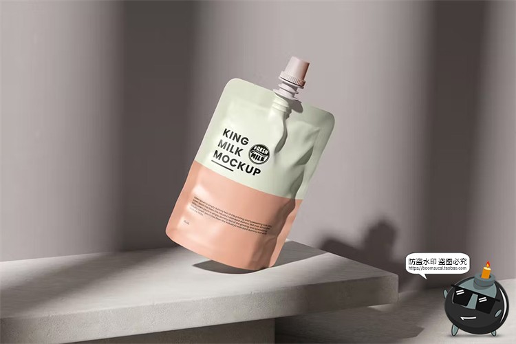 吸嘴袋果冻果汁饮料自立袋模型品牌包装贴图样机PSD模板PS素材-设计猿