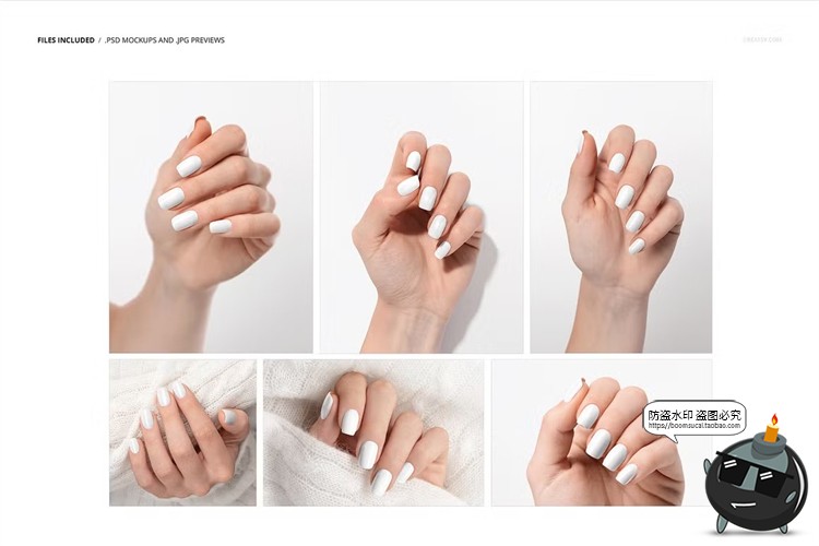 图片[2]-美甲店品牌甲片指甲彩绘颜色图案效果图展示样机智能贴图PSD素材-设计猿