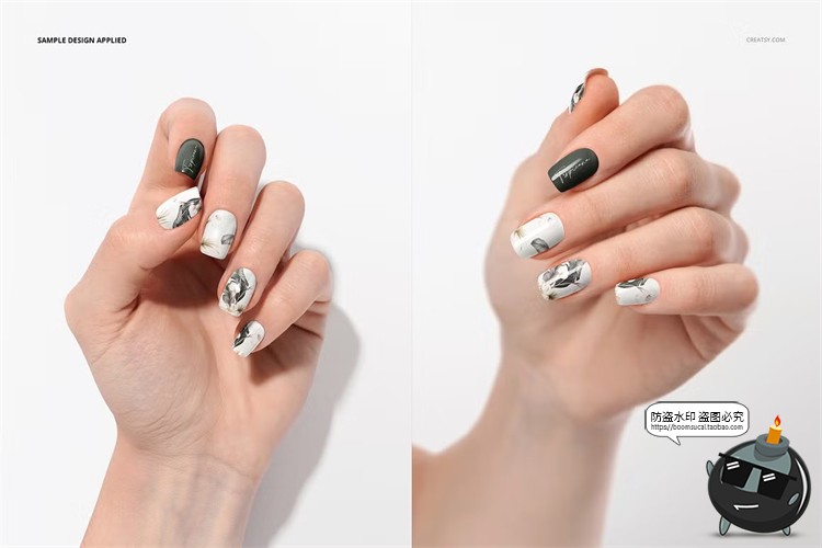 图片[4]-美甲店品牌甲片指甲彩绘颜色图案效果图展示样机智能贴图PSD素材-设计猿