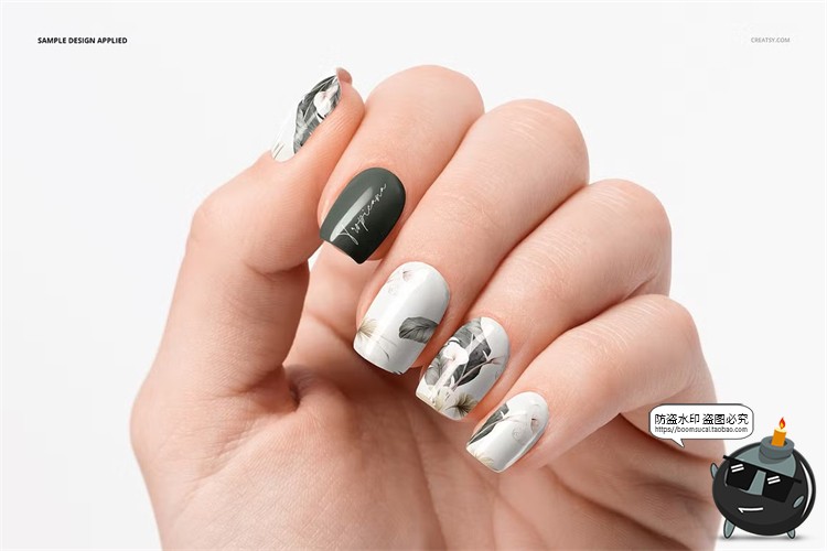 图片[5]-美甲店品牌甲片指甲彩绘颜色图案效果图展示样机智能贴图PSD素材-设计猿