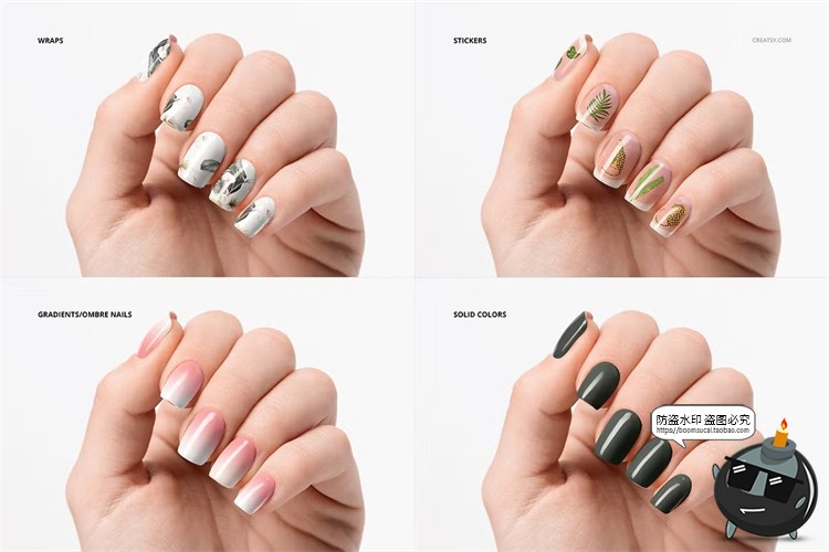 图片[8]-美甲店品牌甲片指甲彩绘颜色图案效果图展示样机智能贴图PSD素材-设计猿