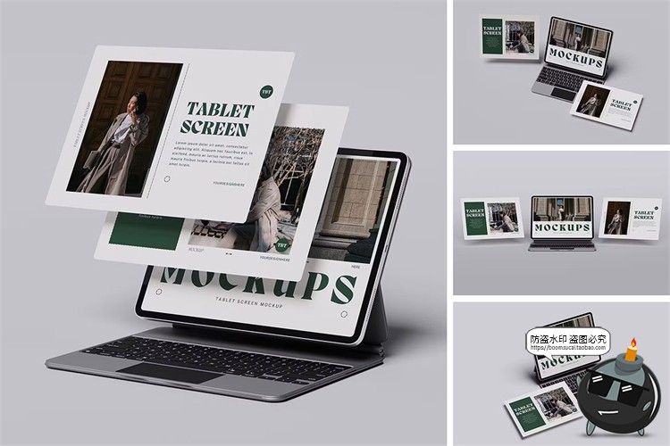 图片[1]-平板电脑ipadPro屏幕模型ui界面作品案例展示贴图PSD模板样机素材-设计猿