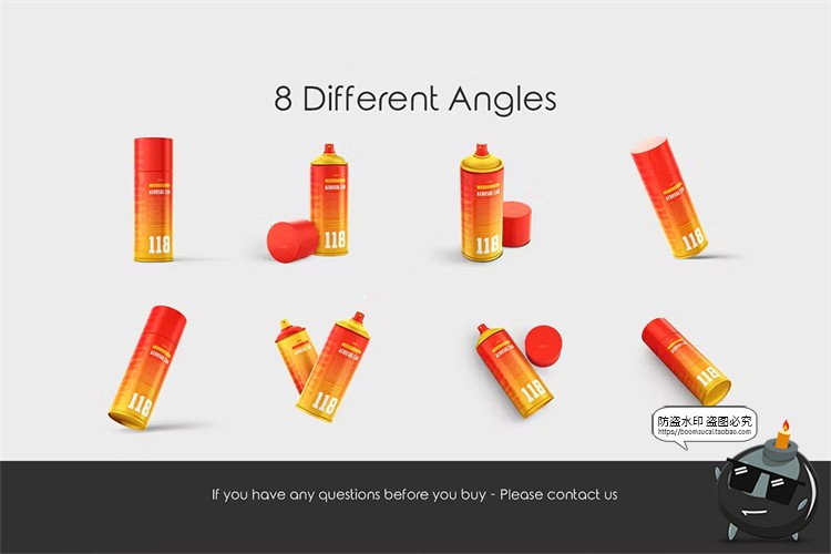 图片[3]-按压气喷雾喷漆压缩罐清洁剂罐铁罐瓶子品牌包装贴图PSD样机素材-设计猿
