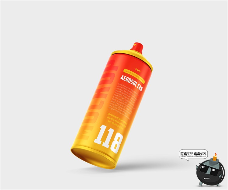 图片[10]-按压气喷雾喷漆压缩罐清洁剂罐铁罐瓶子品牌包装贴图PSD样机素材-设计猿