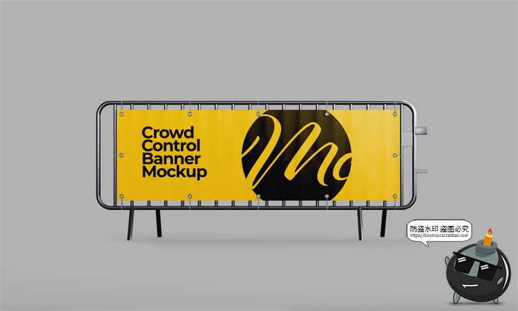 图片[2]-人群阻隔铁马护栏围栏格挡广告模型展示设计贴图PSD模板样机素材-设计猿