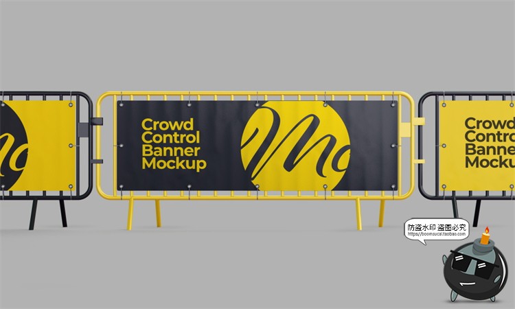 图片[3]-人群阻隔铁马护栏围栏格挡广告模型展示设计贴图PSD模板样机素材-设计猿