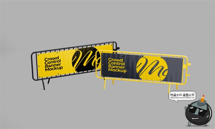 图片[4]-人群阻隔铁马护栏围栏格挡广告模型展示设计贴图PSD模板样机素材-设计猿