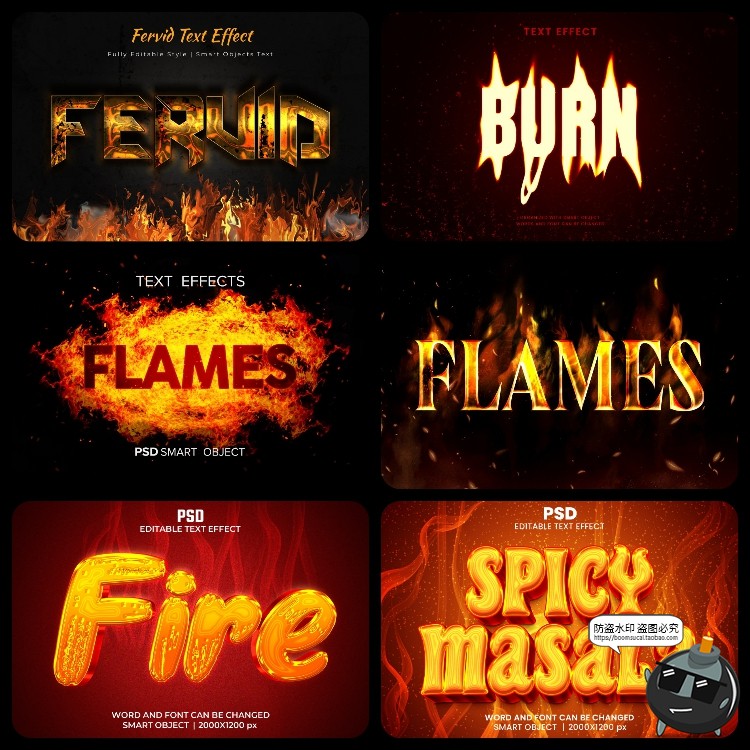 图片[4]-熔岩火焰燃烧文字效果3D立体字体特效文字样机样式PSD模板PS素材-设计猿
