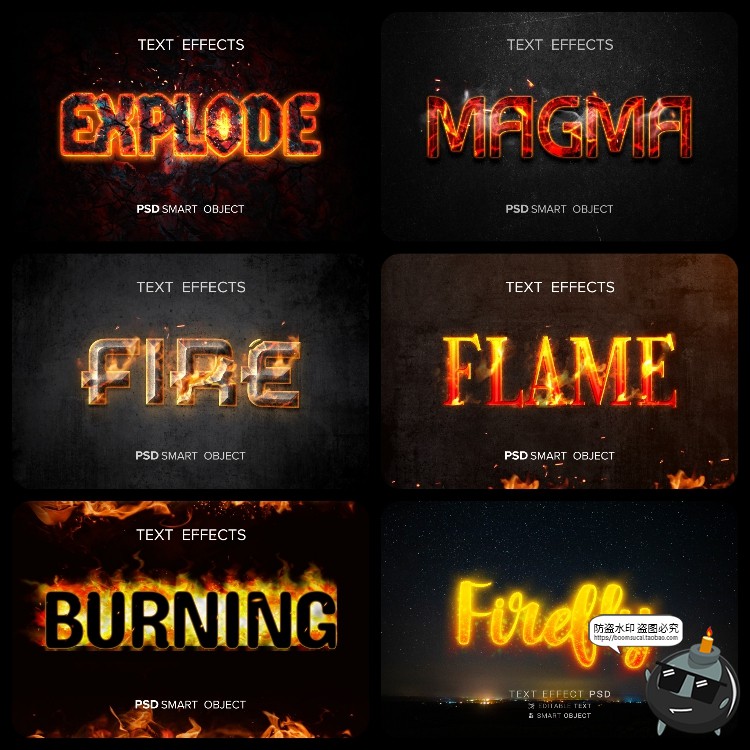 图片[5]-熔岩火焰燃烧文字效果3D立体字体特效文字样机样式PSD模板PS素材-设计猿