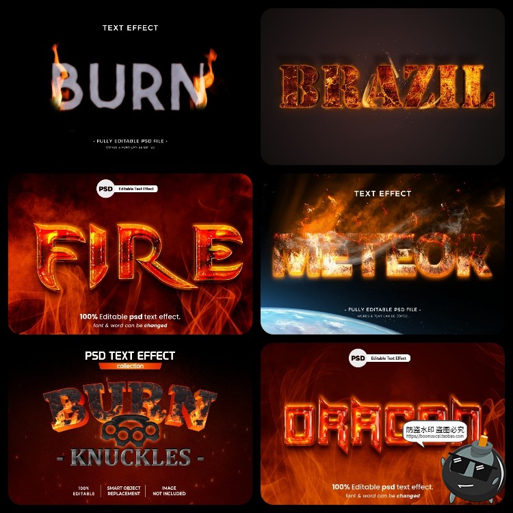 图片[6]-熔岩火焰燃烧文字效果3D立体字体特效文字样机样式PSD模板PS素材-设计猿