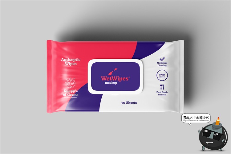 图片[2]-厨房湿巾卫生清洁湿纸巾棉巾产品包装效果图展示样机PSD模板素材-设计猿