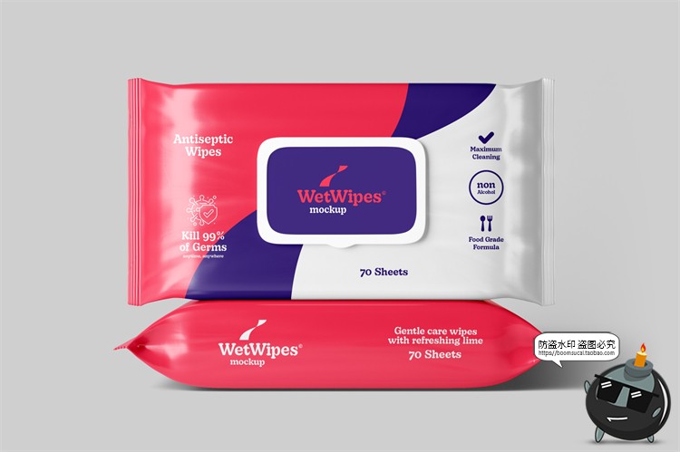图片[3]-厨房湿巾卫生清洁湿纸巾棉巾产品包装效果图展示样机PSD模板素材-设计猿