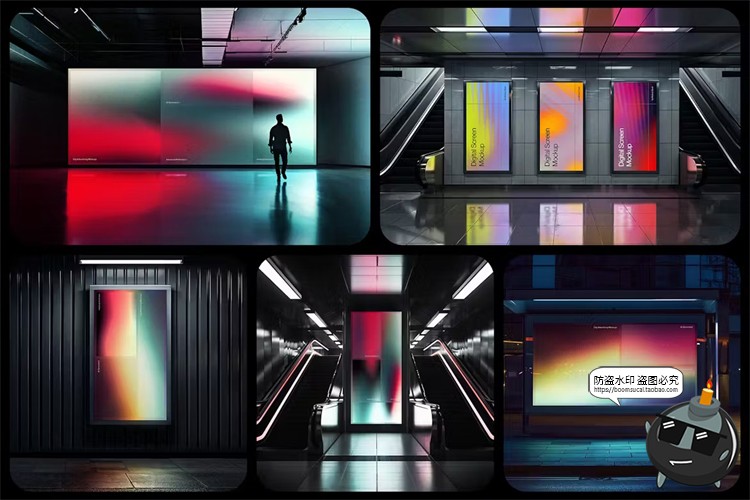 图片[2]-城市户外灯箱广告牌高铁地铁站海报街拍场景展示效果样机PSD素材-设计猿