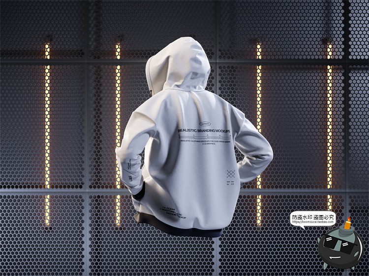 图片[4]-潮流机能潮牌T恤连帽运动卫衣服装外套展示效果图PSD模板样机素材-设计猿