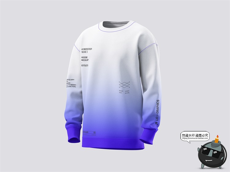 图片[5]-潮流机能潮牌T恤连帽运动卫衣服装外套展示效果图PSD模板样机素材-设计猿