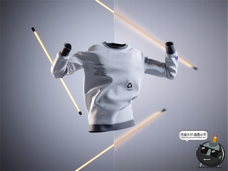 图片[7]-潮流机能潮牌T恤连帽运动卫衣服装外套展示效果图PSD模板样机素材-设计猿