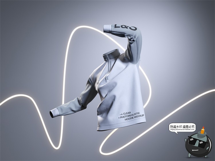 图片[22]-潮流机能潮牌T恤连帽运动卫衣服装外套展示效果图PSD模板样机素材-设计猿