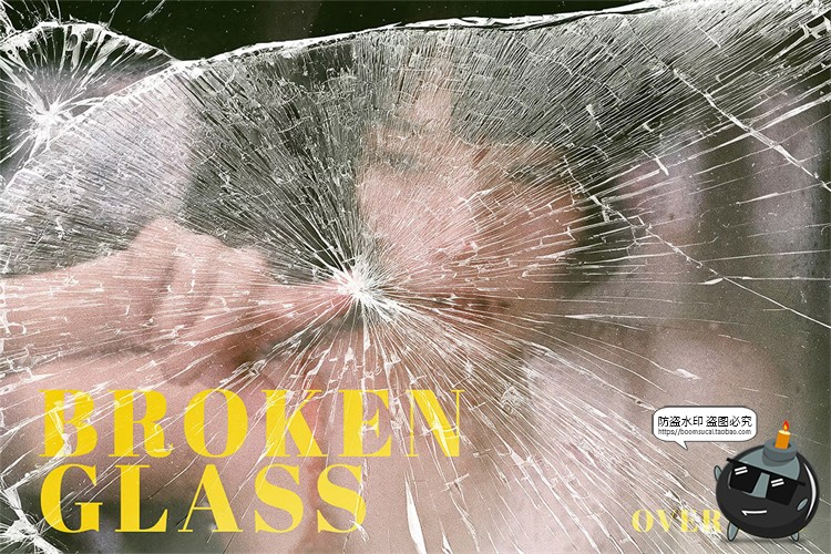 图片[1]-破碎玻璃碎片裂纹残渣肌理背景底纹特效做旧JPG黑底图片合成素材-设计猿