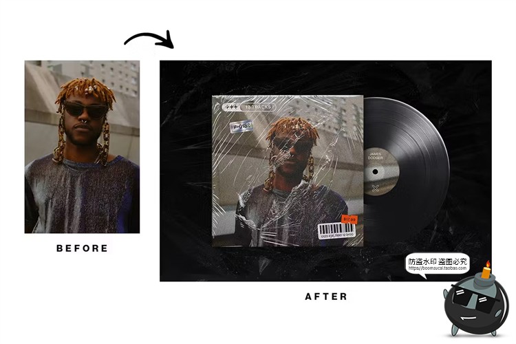 图片[4]-透明塑料薄膜CD音乐专辑包装模型展示效果贴图样机PSD模板PS素材-设计猿