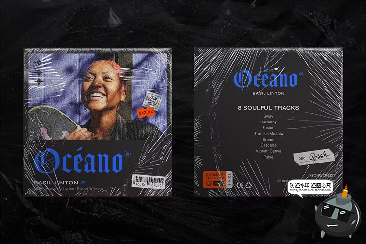 透明塑料薄膜CD音乐专辑包装模型展示效果贴图样机PSD模板PS素材-设计猿