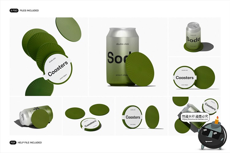 图片[2]-圆形餐垫隔热防烫餐桌饮料咖啡杯垫橡胶防滑垫样机PSD模板PS素材-设计猿