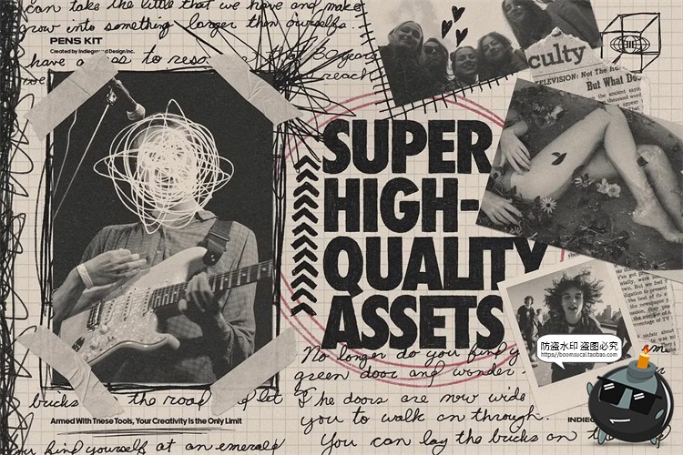 水彩笔手绘涂鸦乱涂标记符号线条插画草稿手账PNG免抠图片素材-设计猿